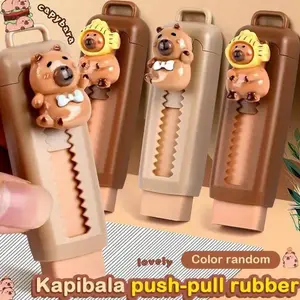 Capybara Eraser Push-Pull Design, Cute Engaging Interactive Cartoon Puzzle Rubber Material Rubber Eraser, Detachable Assembly Disassemble Fun Creative Eraser for Kids Art Projects, Kapibala