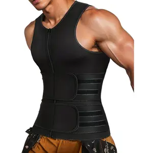 Men's Stylish Neoprene Sauna Zip-Up Vest with Double Belts for Ultimate Comfort