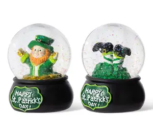 Glitzhome 3.5"H S/2 St.Patrick's Leprechaun Waterglobes