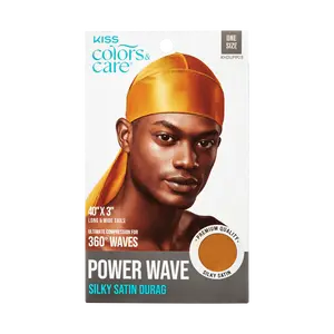 Kiss Colors & Care Power Wave Satin Durag  Gold