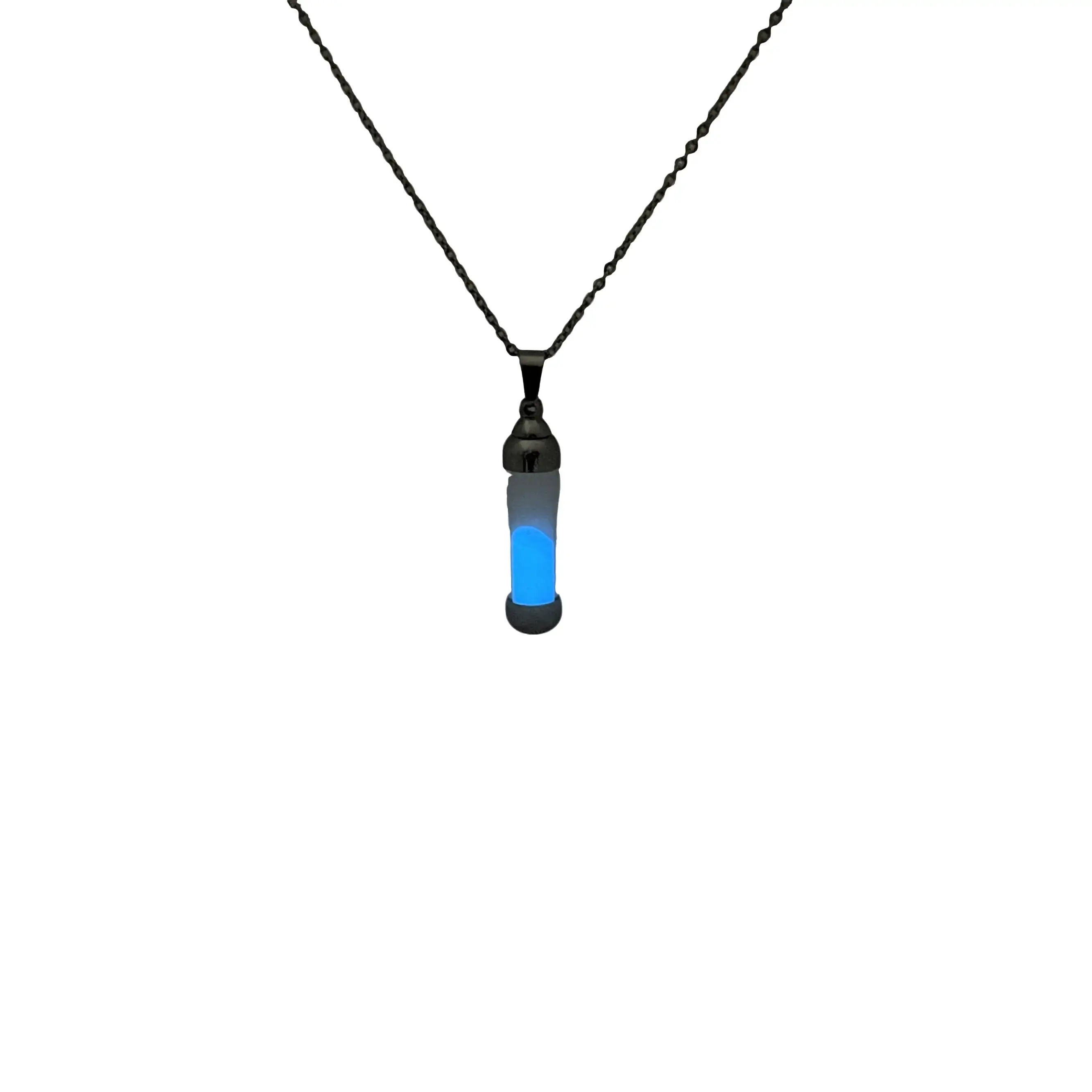 Glow in the Dark Cylinder Necklaces, Capsule Necklace, Tube Glowing Necklace, Blue Glowing Necklace