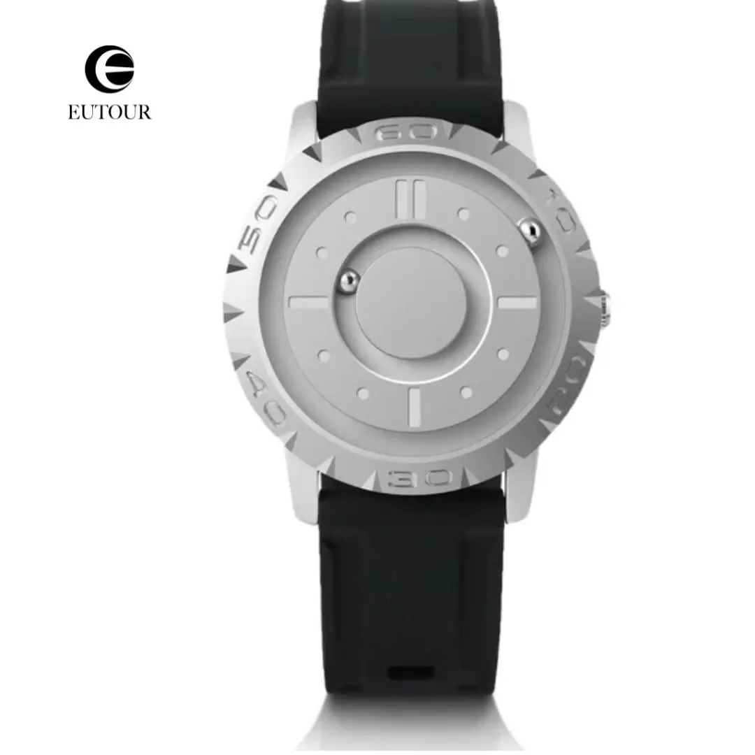 EUTOUR-Moonlit 0902 Magnetic Men's Watch, Black Alloy/Brass Case, Stainless Steel Strap, Special EUTOUR Concept