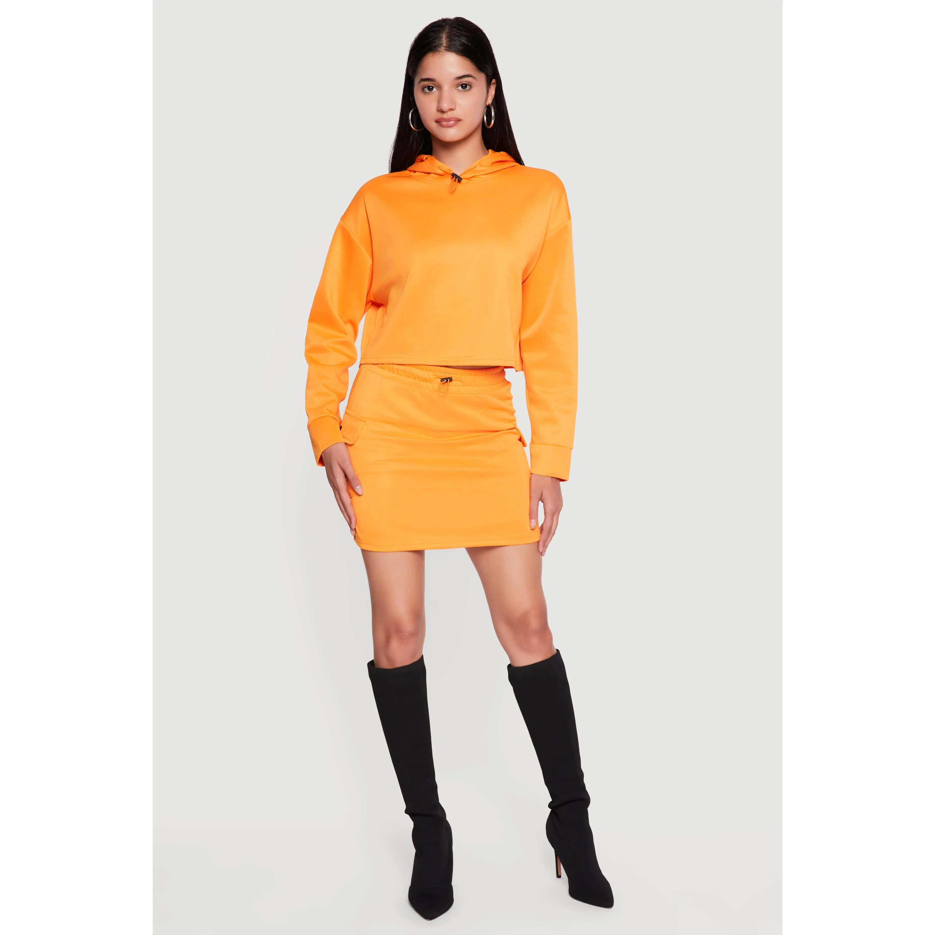 High Waisted Toggle Drawstring Mini Cargo Skort