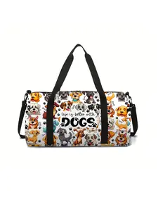 Puppy print large capacity travel duffel bag, portable storage bag, Durable Duffels
