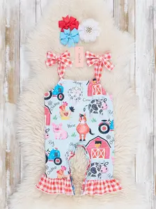 Red Gingham Farm Ruffle Romper