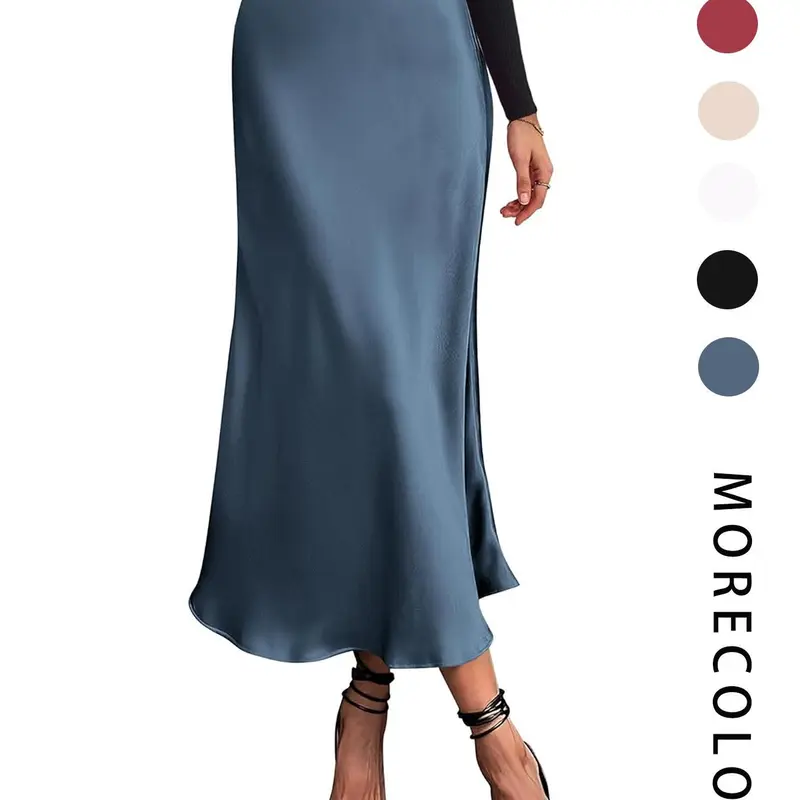 Women's Solid Color Skirt Design, Plain Color Skirt, Elegant Fashion Casual Skirt for Party Wedding Guest, Ladies Bottoms for Summer