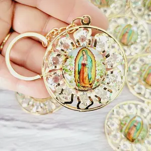 Dual Creations Lady of Guadalupe Keychain in Gold Metal Pack of 12