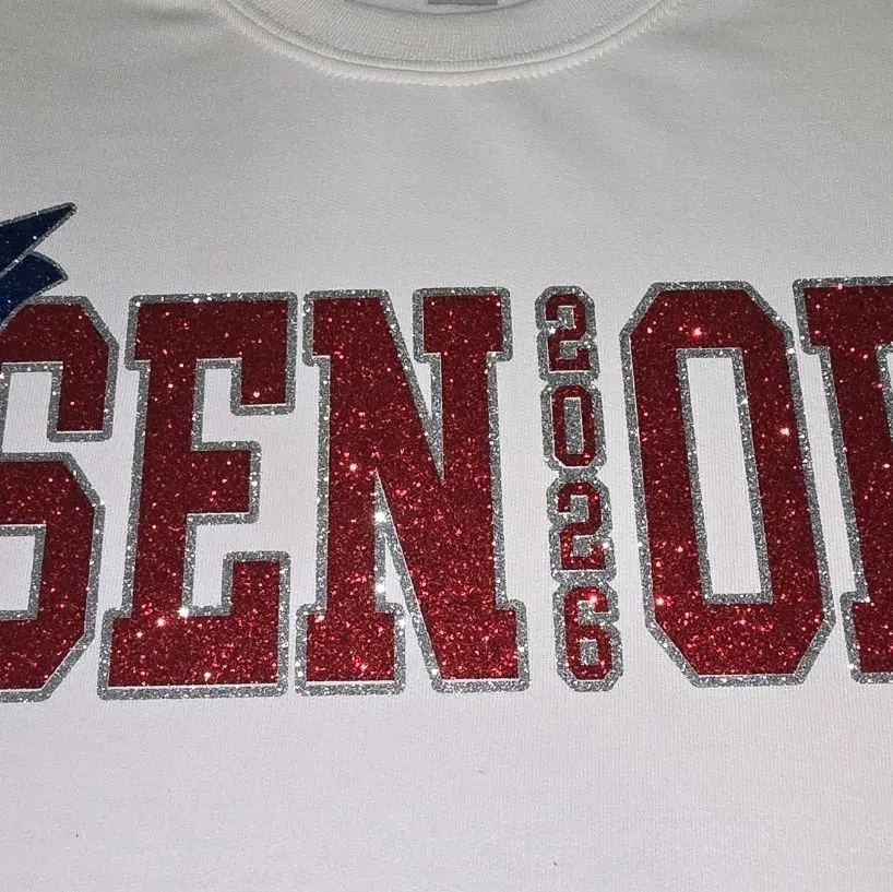Custom Senior Glitter Comfort Color Shirt. Choose your glitter colors to match your school