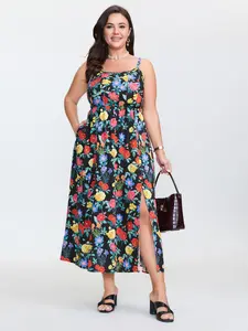 【Summer Turn-Up】【Cottagecore Dress】 Bloomchic Colorful Print Side Slit Floral Maxi Dress 2026 Summer Pick for Mother's Day