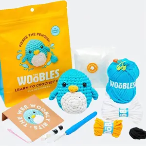 Beginners Crochet Kit with Easy Peasy Yarn as seen on Shark Tank - with Step-by-Step Video Tutorials - Pierre The Penguin