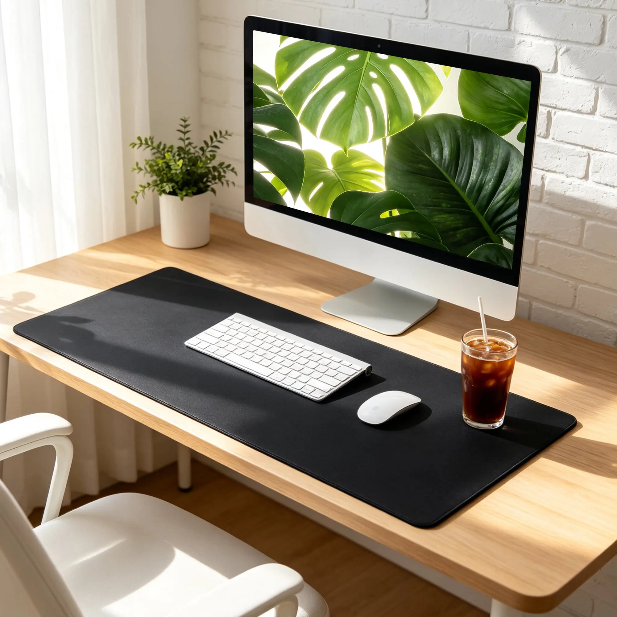 Large Desk Pad (31.5x12 in) - Waterproof, Non-Slip Extended Mouse Pad with Stitched Edges, Smooth Keyboard Mat for Office Gaming Laptops