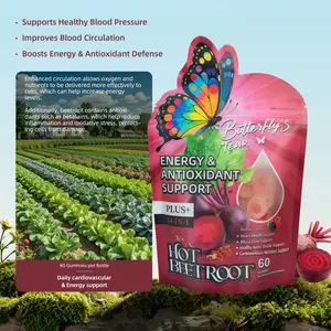 Butterfly Tear Spicy Beetroot Gummies – 14-in-1 Blend Supplement, Raspberry Flavor, 60 Gummies. Supports Blood Flow, Blood Sugar Balance, Nitric Oxide Production, and Energy Boost. Sugar-Free, Non-GMO, and Gluten-Free
