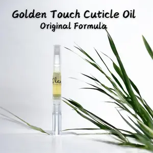 Golden Touch Cuticle Oil - USA made with Natural Oils and added Vitamin E for healthy nails, original formula, by Flex Cosmetics