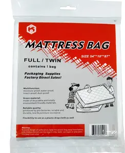 K  Mattress Bags for Moving and Storage, /Full Size 54-Inch by 87-Inch Clear,1Pack, Disposable Plastic Mattress Cover