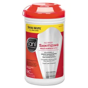 Sani Professional  No-Rinse Sanitizing Multi-Surface Wipes, White