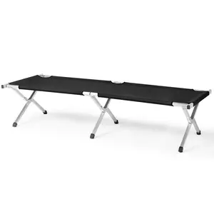 Portable Folding Camping Cot with Carrying Bag Army Black