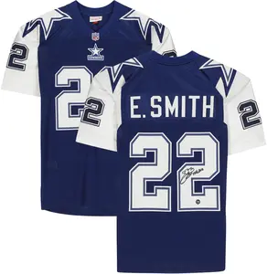 Emmitt Smith Dallas Cowboys Autographed Navy Mitchell & Ness Authentic 1995 Throwback Jersey with "HOF 2010" Inscription - Fanatics Authentic Certified