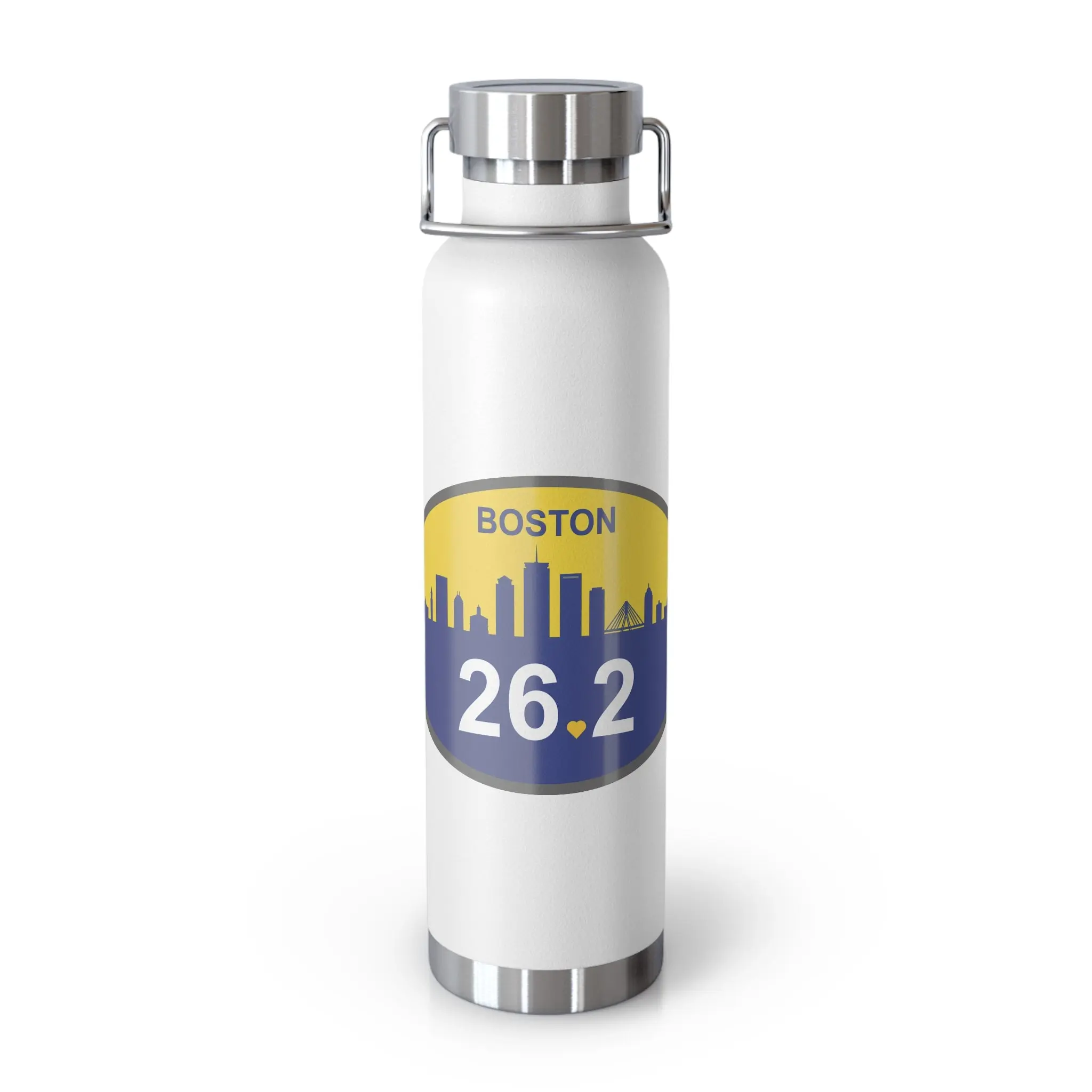 Personalized Boston Marathon Water Bottle, 22oz Stainless Steel Copper Insulated - Customized with Your Name and Finish Time