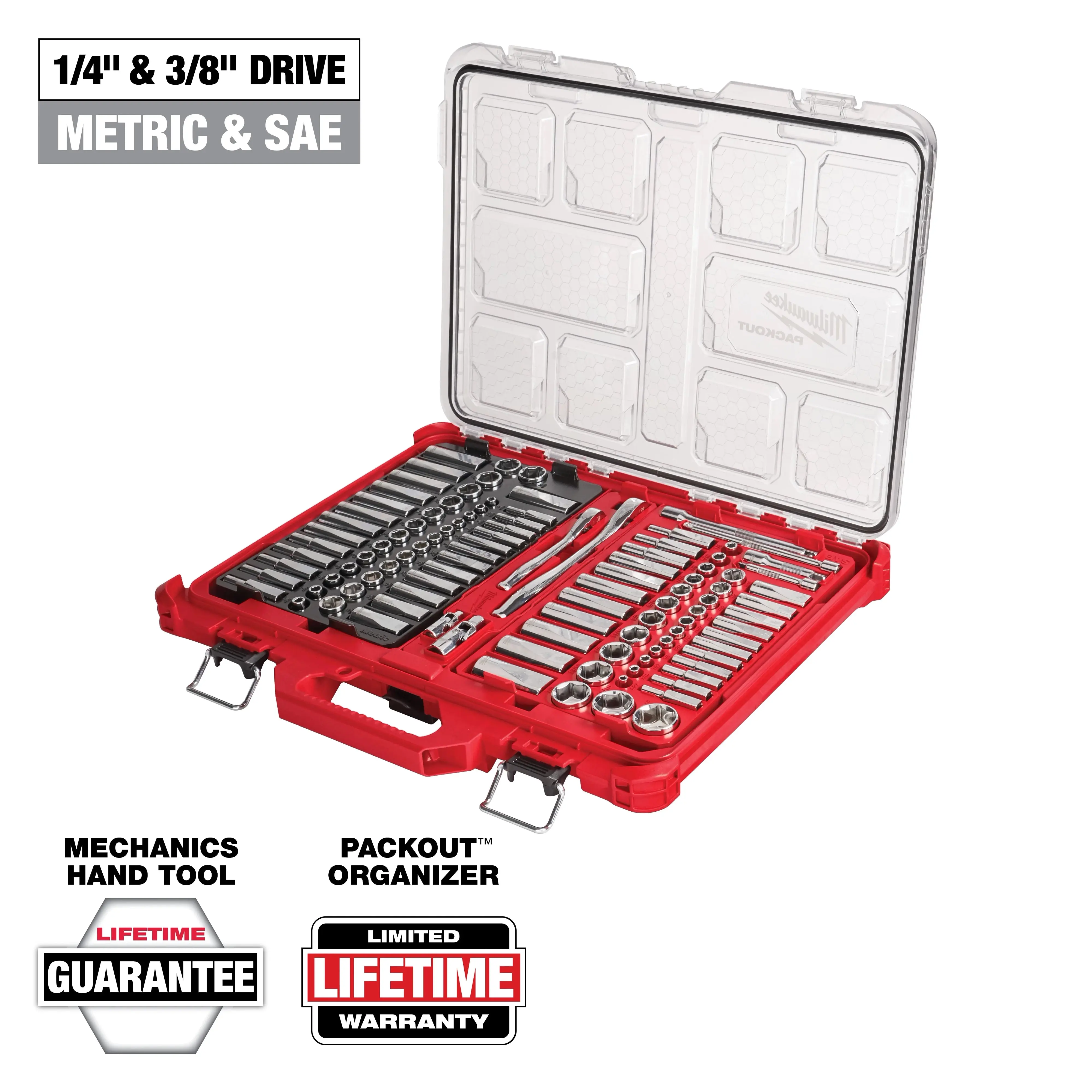 Milwaukee 48-22-9486 106PC 1/4"-3/8" Ratchet Wrench Set, Repair Toolkit with Organizer, Hand Tool Kits Bundle, Complete Tools Assortment, Complete Tools Set