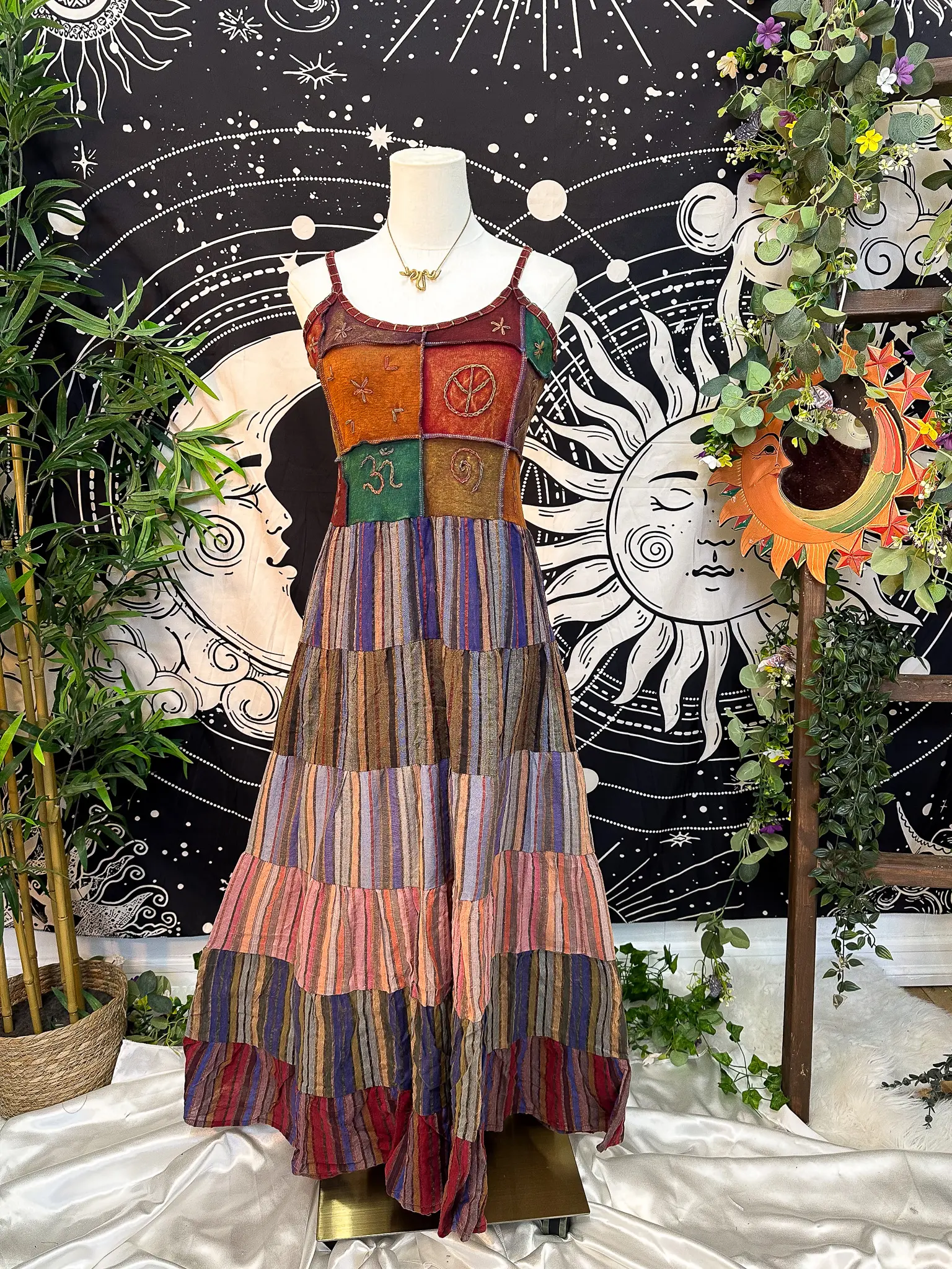 hippie flowy dress Hippie Dress, Purple Strap Maxi Dress, Printed Long Dresses, Bohemian Fashion S/M main image 0
