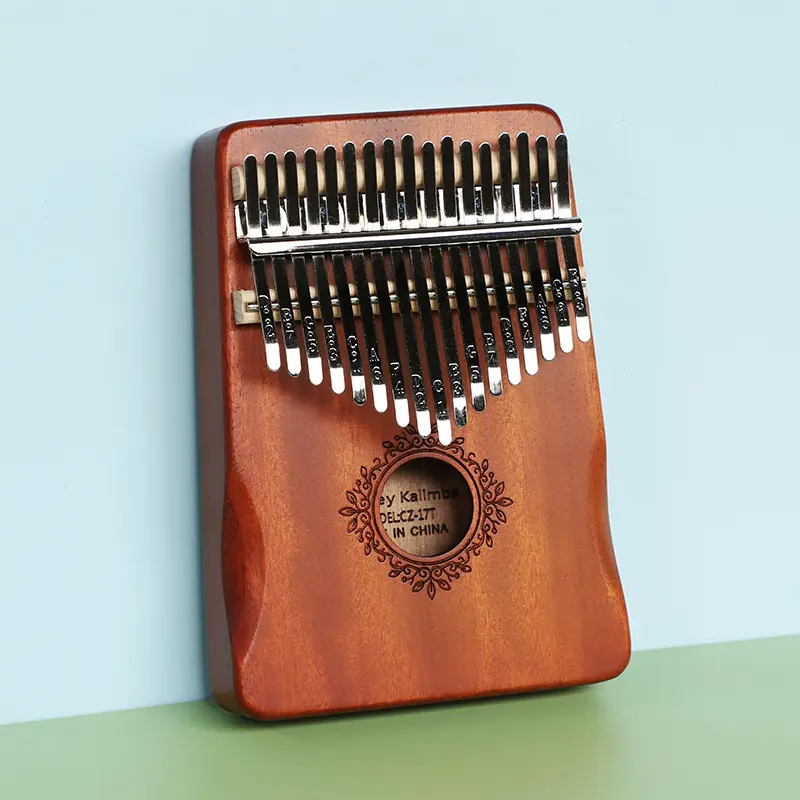 17 Key Solid Wood Kalimba Thumb Piano, Professional Acoustic Finger Piano with Engraved Notes, Portable Mbira Musical Instrument for Beginners, Adults, Kids, Music Lovers, Holiday Birthday Gift