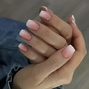 Glitter Gradient Pink Press-On Nails – 24pcs Short Oval Fake Tips with Nude Ombre Shine | Elegant, Soft & Natural Look | Easy to Apply, Long-Lasting, No UV Needed | Perfect for Daily Wear, Casual Dates, Bridesmaids & Semi-Formal Events | CurvLife