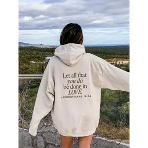 Women's Casual Loose-Fit Sweatshirt, Let All That You Do Be Done in Love Print, Spring & Fall Home Wear, Comfortable Daily