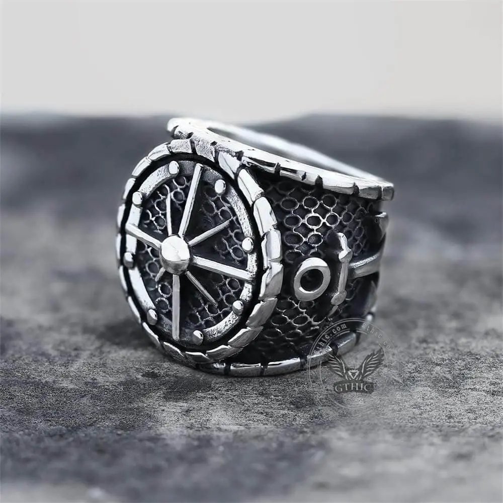GTHIC Unisex High-Quality Stainless Steel Statement Fashion Ring - 36.5g Marine Ring, Striking Anchor & Compass Design, Punk Accessory, Adult Everyday Casual Jewelry Gift, Statement Ring