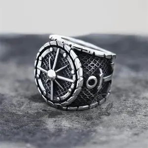 GTHIC Unisex Striking Anchor And Compass Stainless Steel Marine Ring Punk Accessories Gift