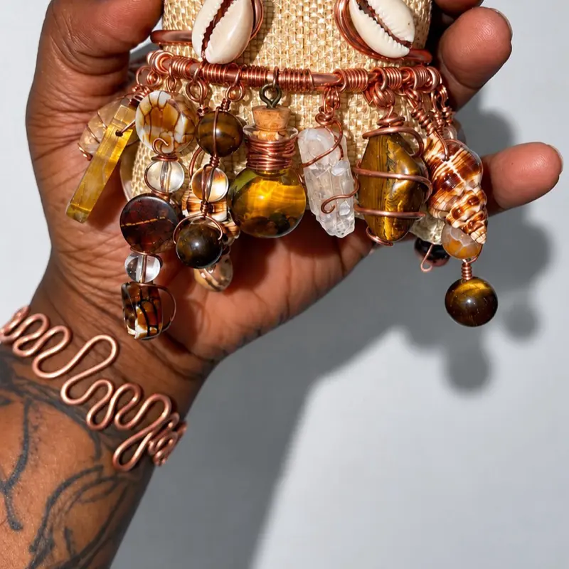 Pure 8 gage copper dangling charm bracelets