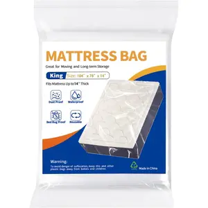 Mattress bag for moving storage — plastic waterproof mattress protector cover, heavy-duty mattress moving supplies (1, king size)