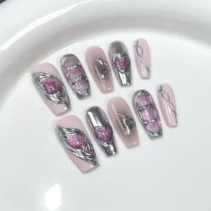 Chrome Heartbeat Nails/Pink Pulse Nails/Silver Crush Studio/Future Heart Nails/Neon Blush Nails