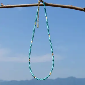 SageVell Boho-Chic Turquoise Beaded Choker –Dainty Gold Accent Necklace for Effortless Everyday Glam Layered Casual