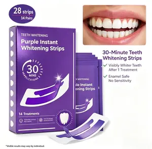 Purple Teeth Whitening Strips – Peroxide-Free Formula for Enamel Safety & Low Sensitivity, Color-Correcting to Reduce Yellow Stains, Brighten Teeth & Support Daily Oral Care