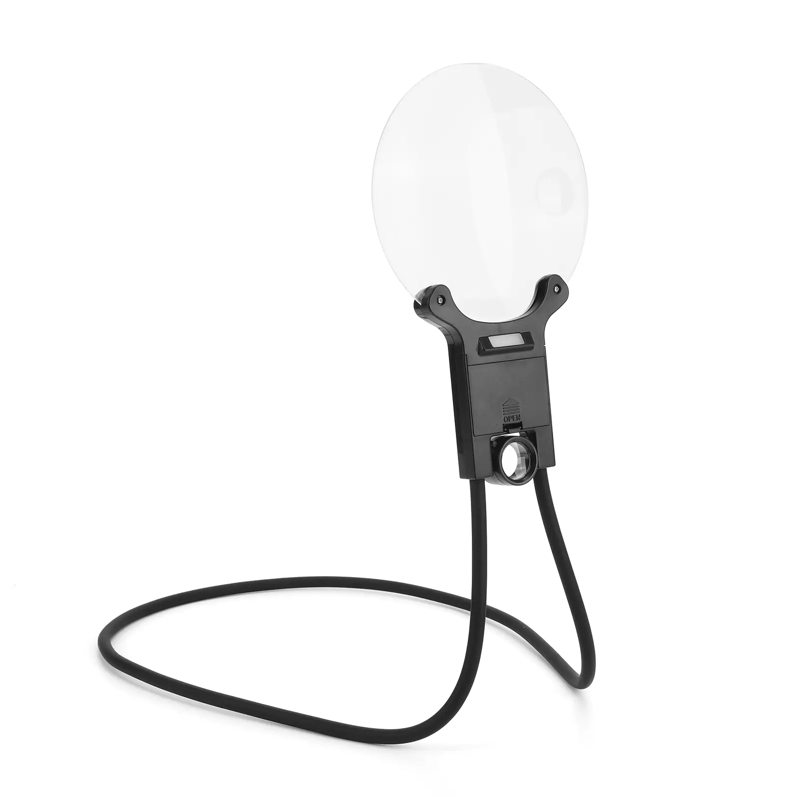 Neck-Worn Hanging Magnifying Glass - 16X Magnification, 138mm Acrylic Lens, Rechargeable LED Light, Desk Organizer Accessory, Stationery Office Supplies for Reading, Sewing