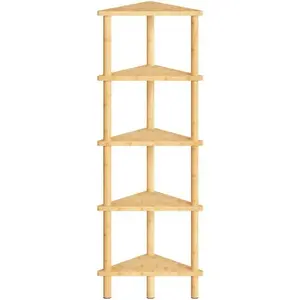Corner Shelf Stand, 5-Tier  Corner Bookshelf,  Display Shelf, Corner Bookcase, Multipurpose Shelving Unit for Small Space, Living Room, Easy Assembly,  YL20CJ01