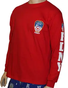 FDNY Long Sleeve Officially Licensed Keep Back 200 Feet T-Shirt Red
