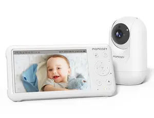 Momcozy Baby Monitor with 2 Cameras 5’ 1080P Split Screen Video Baby Monitor with Camera and Audio no WiFi for Baby Safety 5000mAh Battery Infrared Night Vision 2-Way Audio 960ft