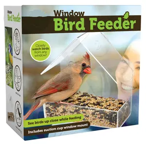 Nature Anywhere Window Bird Feeder - Weather Proof Transparent Acrylic Bird Feeders for Outdoors - Enhanced Suction Grip, Bird Watching for Cats, Easy-to-Clean, Outdoor Birdhouse Feeder (1 Unit)