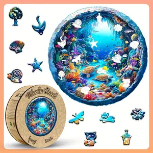 Undersea World Animal Alien Jigsaw Puzzle, Wooden Box Brain Teaser Game, Room Decor & Educational Toy, Perfect Gift for Kids