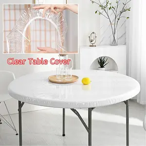 Thicken Transparent Waterproof Pvc Round Tablecloth Simple Oil-proof Home Decor Table Cover Easy To Clean Dinner Table Protector