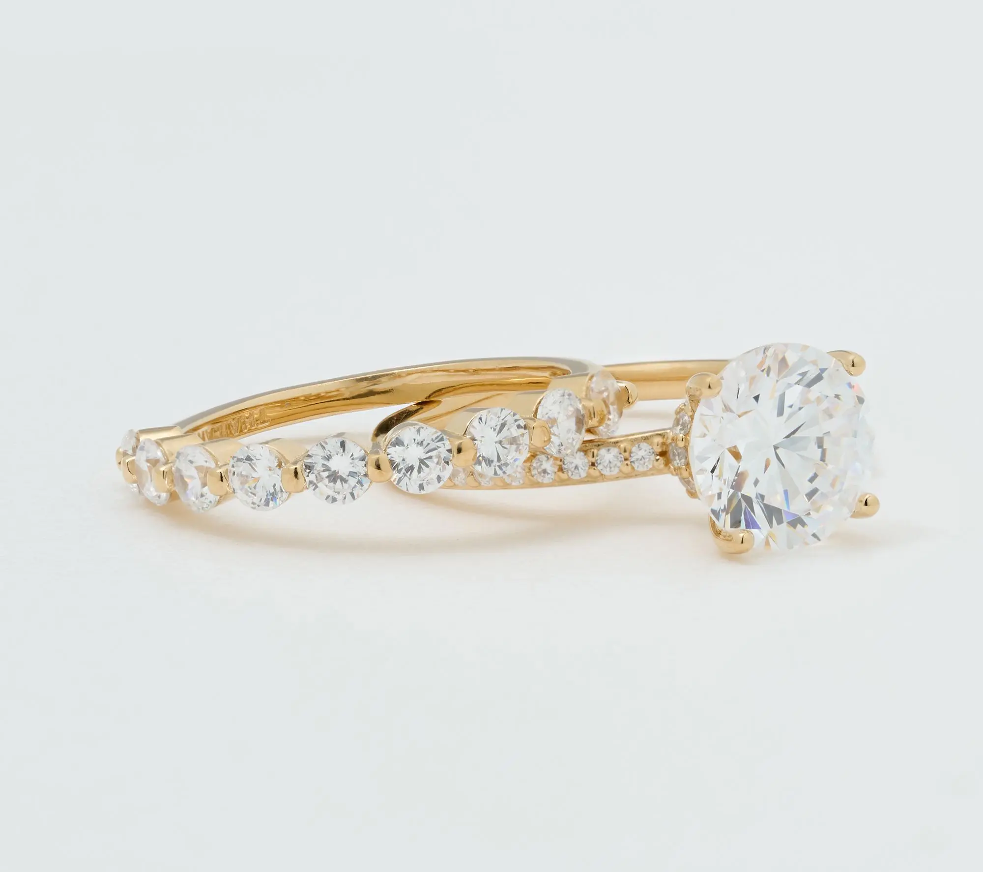 Diamonique Classics Round Solitaire & Band Ring Bridal Set