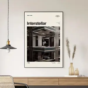 Interstellar Movie Poster Art Print, Abstract Wall Decor for Living Room & Bedroom, Sci-Fi Style Home Decoration