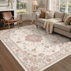 【Summervibes】GENIMO Area Rug – Pet Friendly, Soft, Machine Washable, Non-Slip Area Rug, Perfect Carpet for Living Room, Bedroom, Kitchen, Hallway, Modern Stylish Home Decor ,ARP2081-VELVET BLOOM