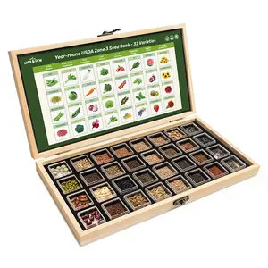 LUSH&DEW Year-Round USDA Zone 3 Seed Bank - 32 Organic Home Garden Seed Varieties for Resilient Northern Gardens