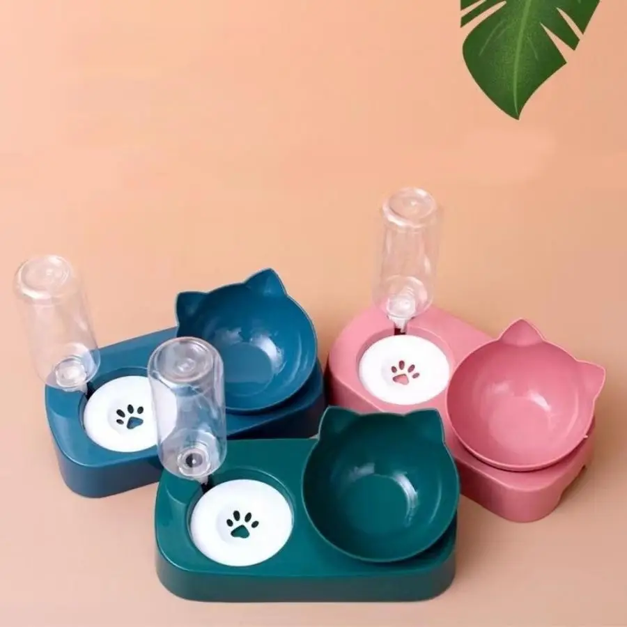 Double Bowl Design Pet Feeder, 1 Count Automatic Water Feeder, Pet Feeding Supplies, Pet Water Dispenser, Pet Supplies for Dogs & Cats