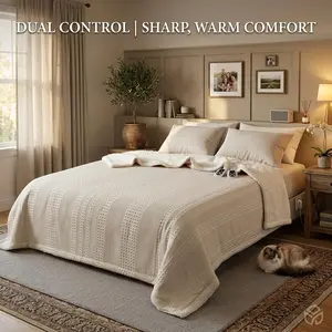 Garvee King Size Electric Heated Blanket Soft Sherpa And Waffle Weave Warm Throw With 12 Hour Auto Shut Off For Bed And Couch Gift