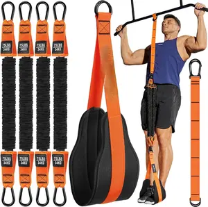 Pull Up Assistance Bands Set  4 Heavy Duty Resistance Bands 300lbs Adjustable Weight/Size with Footrest for Home Gym Strength Training
