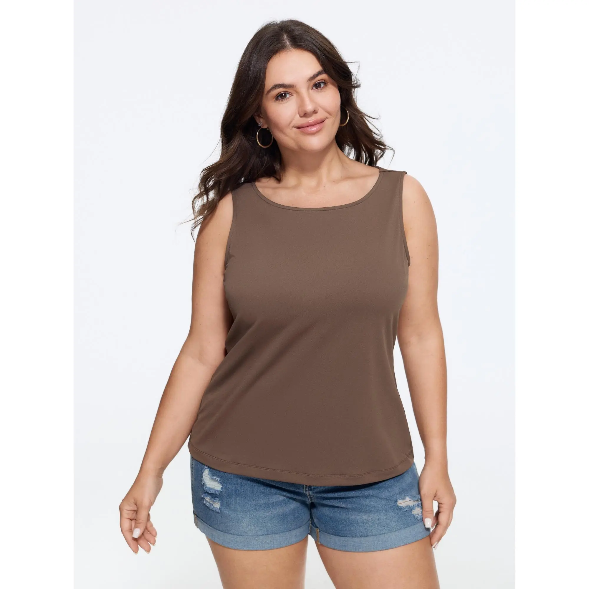BLOOMCHIC Plus Size Supersoft Stretchy Round Neck Tank Top[M-6X] Summer Finds