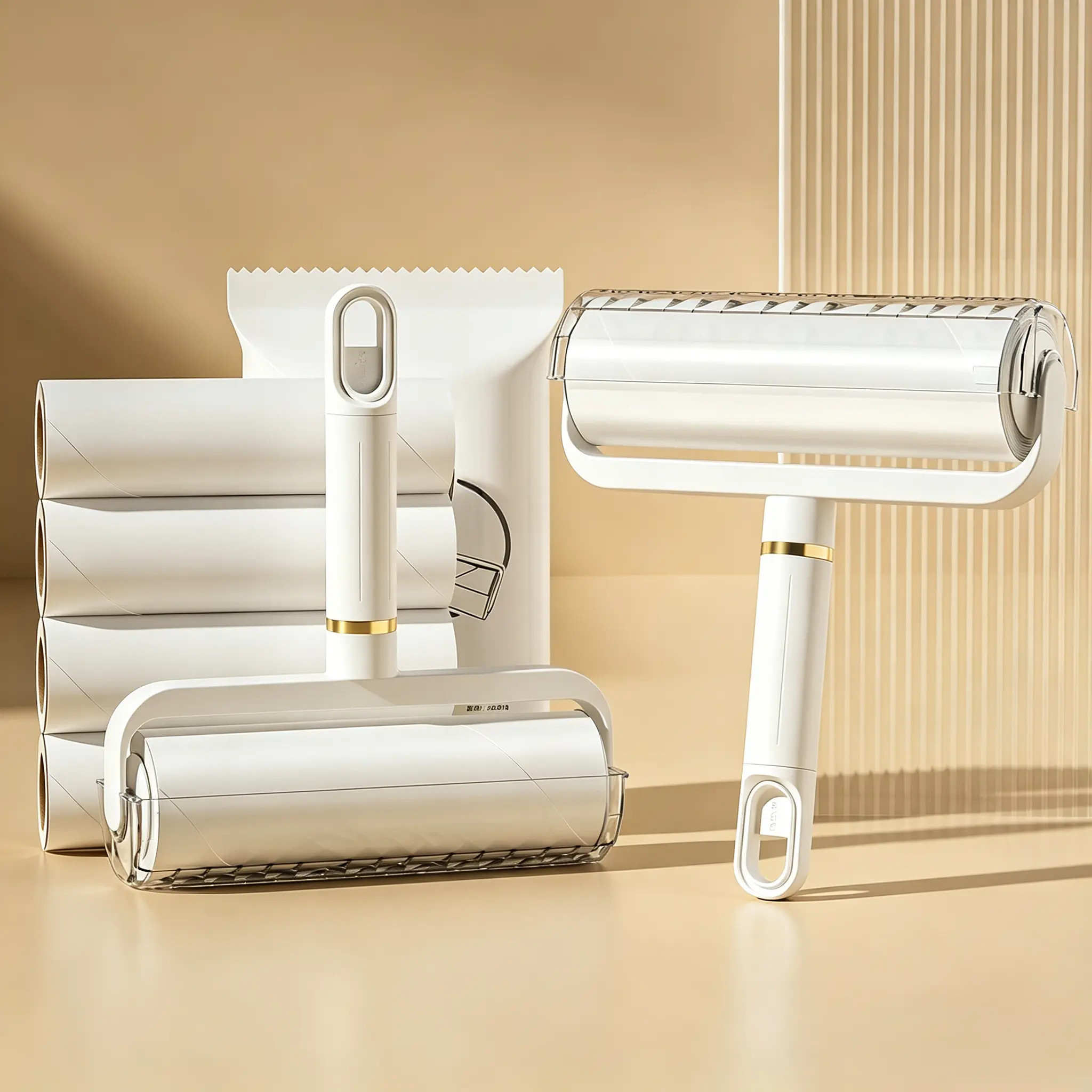 Hair Adhesive Roller Sticky Hair Touching Artifact Hair Removal Clothes to Clean Sticky Hair Brush Pet Tape Hair Rollers(White)